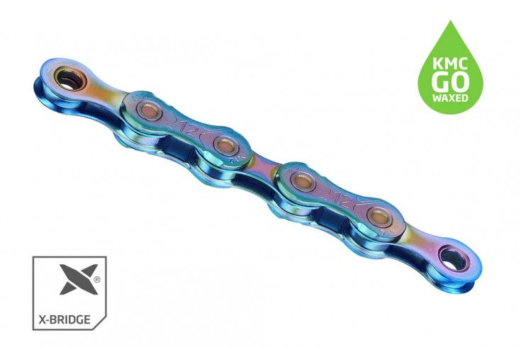 Изображение-Ланцюг велосипедний KMC X12 NPNP Waxed Chain, Aurora Blue KMC-X12 NPNP Waxed Chain, Aurora Blue